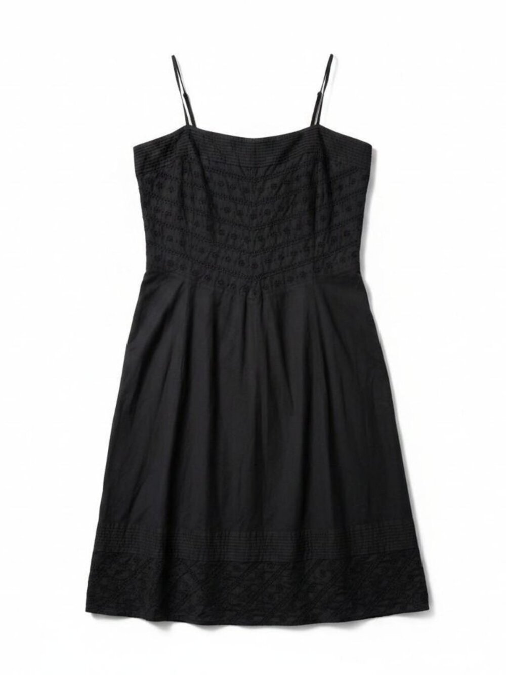 J.Crew Black Eyelet Cotton Spaghetti Strap Sun Dress Size‎ 8